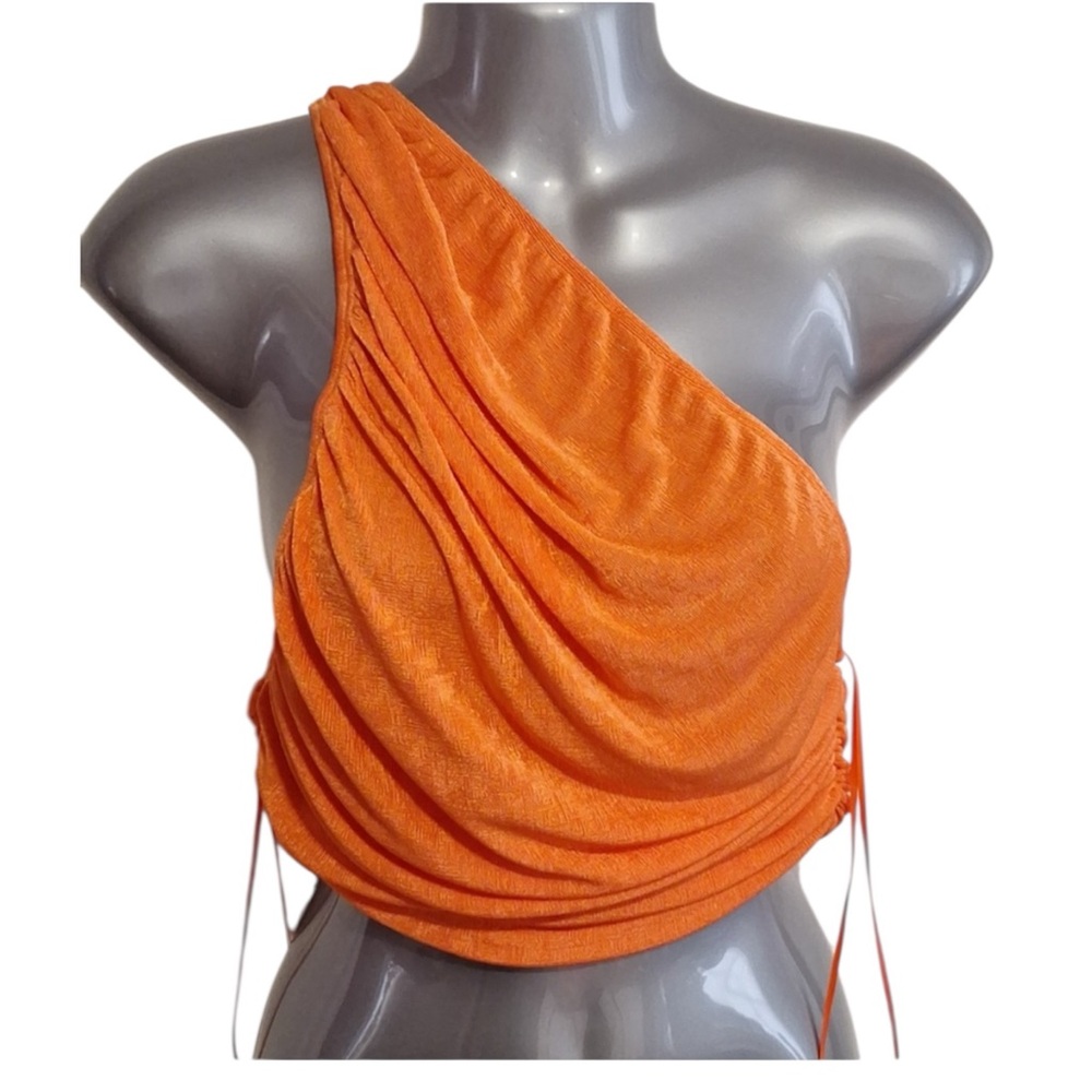 Lioness Orange One-shoulder Top "The Goddess Crop" NWT XS